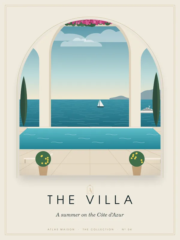 The Villa, A summer on the Côte d’Azur: an art-deco travel poster from the ATLAS MAISON Collection